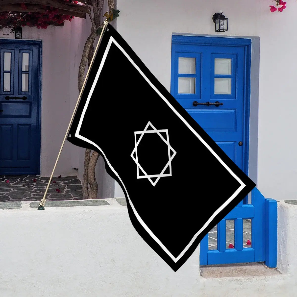 Flag of Marinids and Saadis - Black and White - Morocco Islamic Histories