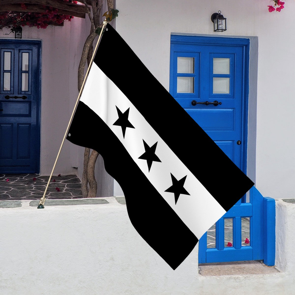 Drapeau de la Syrie - Noir et blanc